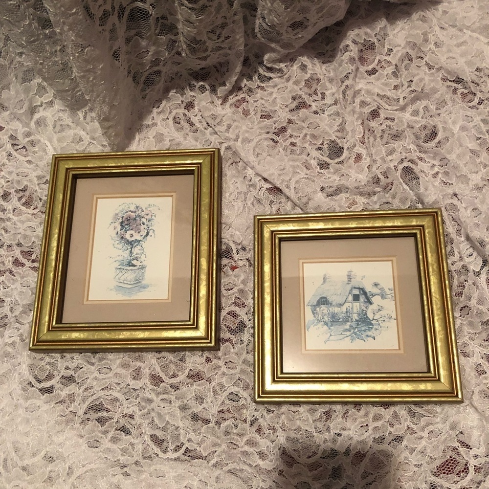 Art In Motion 'Pansies Topiary' Print and ‘English Cottage’ print